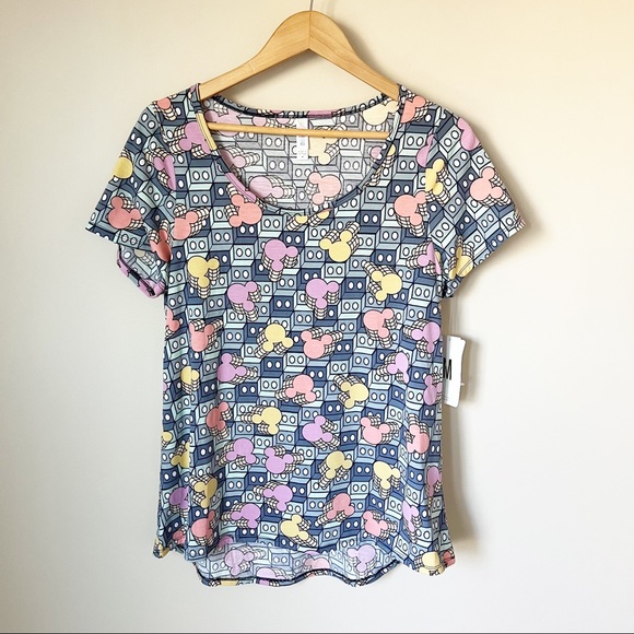 LuLaRoe Tops - LulaRoe Disney 3D Geometric Block Mickey Mouse Classic T-shirt Green Blue M NWT